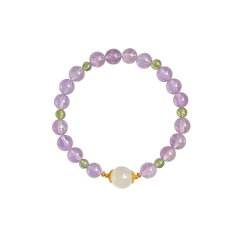 

Натуральный аметистовый кристальный браслет из бусин Новый китайский простой и универсальный браслет Легкая роскошь нишевые ювелирные изделия высокого класса