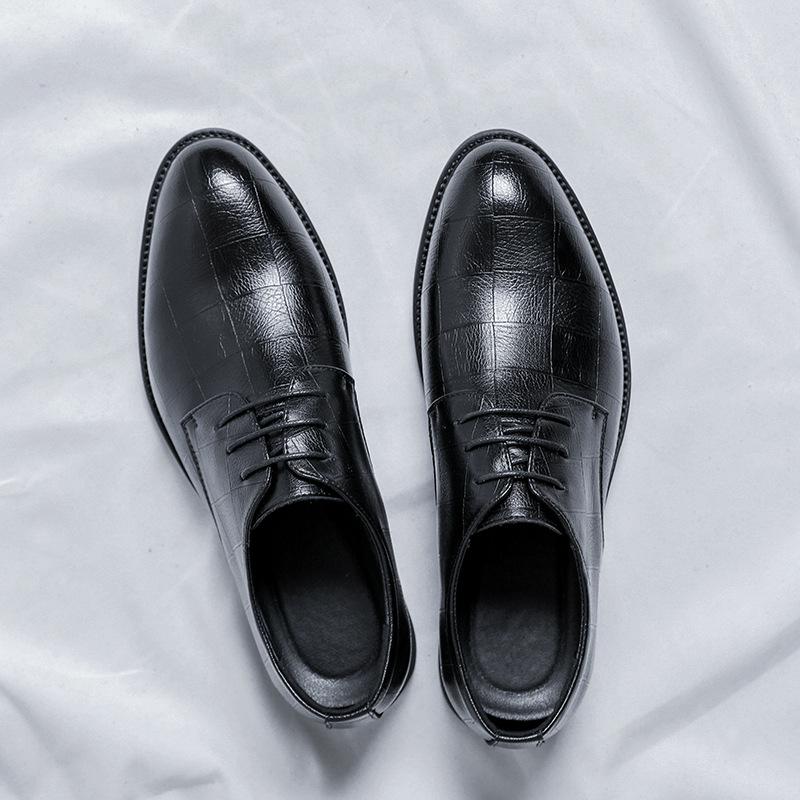 British Men'S Shoes Black Trend Casual Business Dress Leather Shoes With Suit Men'S Pointed Leather Shoes 66773-5-R