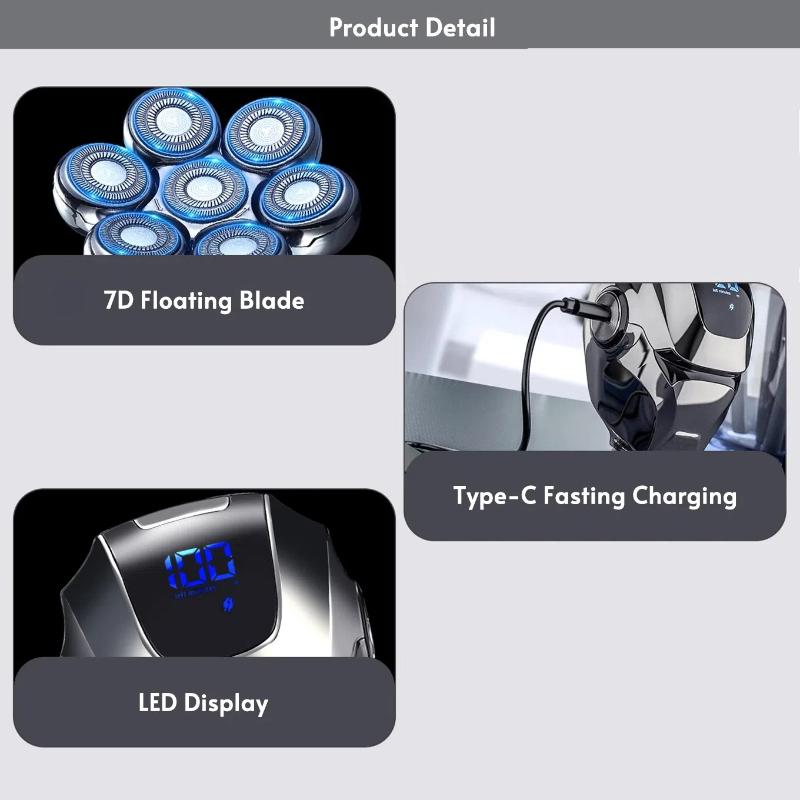 Multifunkční sedmibřitý holicí nástroj Elektrický holicí strojek Samoholicí zastřihovač chloupků