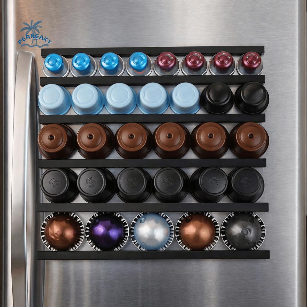 Plastic Coffee Capsule Rack Magnetism Punch-free Design Coffee Pod Storage Organizer Wall Mounting Compact Storage
