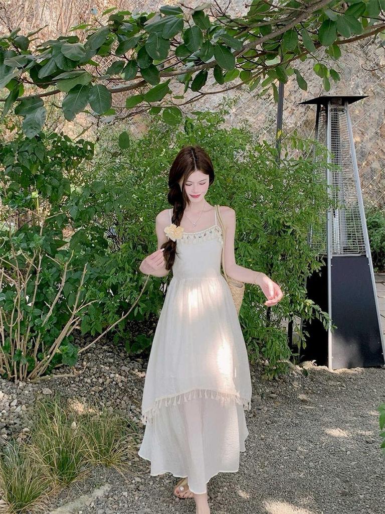 Bohemian Red Strappy Patchwork Fringe Dress - Ethnic Style Summer 2026