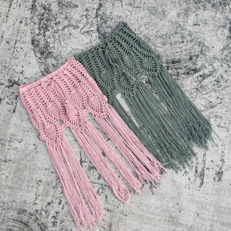 Handgehäkelter Strand-Quastenrock Bikini Cover-Up