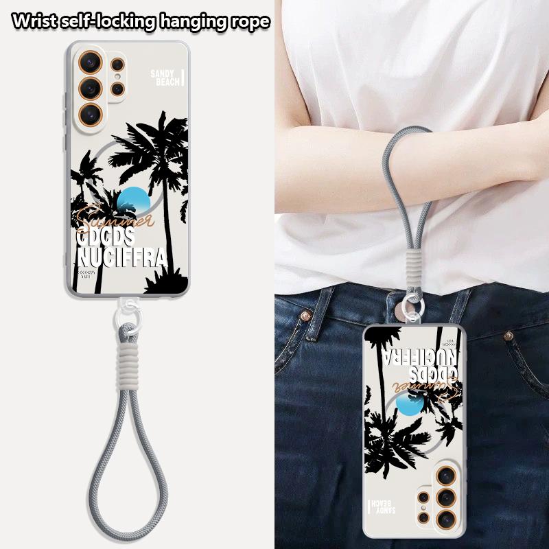 Kreative Kokosnuss-Sonnenuntergang-Muster Hülle Für Samsung S26 Ultra S25 FE S24 S24 Plus A57 A37 A17 A56 A36 A16 A55 A35 A15 A54 5G Hybrid Magnetisch Matt Abdeckung