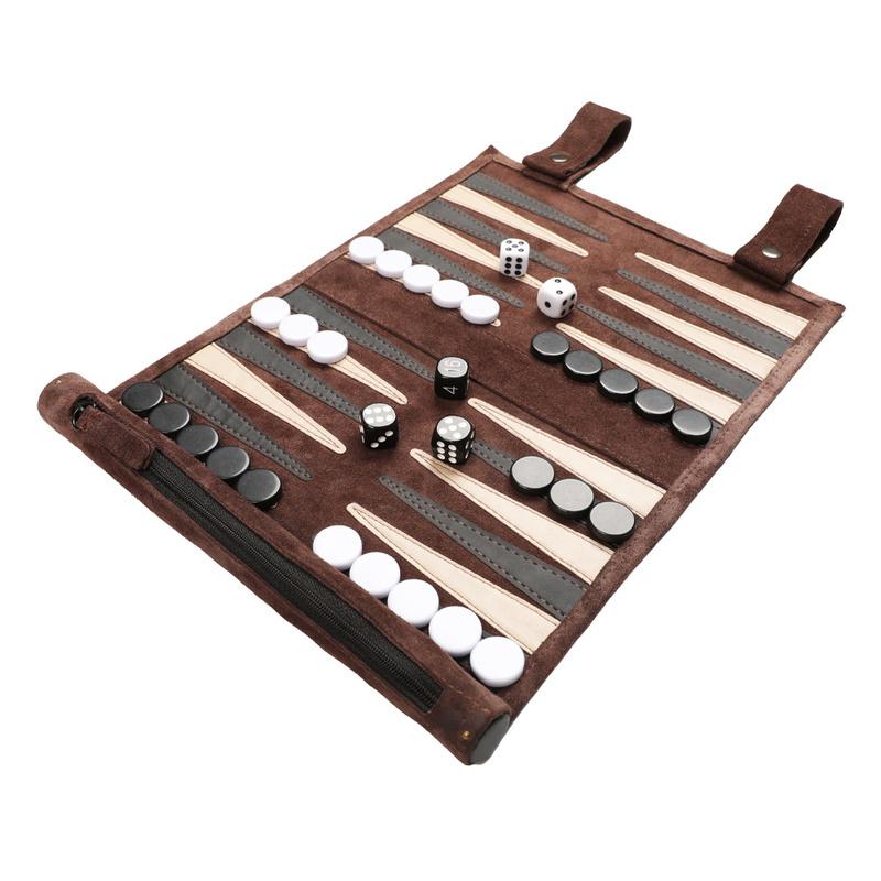 Portable Backgammon Storage Bag Travel Set with Lightweight Foldable Board