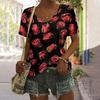 Summer Flower Rose 3D Print T-shirt Women Streetwear Casual T Shirts Y2k Tops Woman Harajuku V-Neck Tees Oversized Clothing