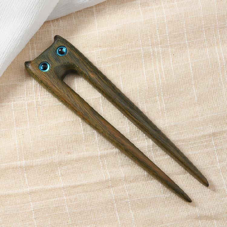 Unique Hairpin Cats Shape Headpiece Elegant Hair Stick Wood Texture Hair Styling Accessory Hair Jewelry for Any Occasion