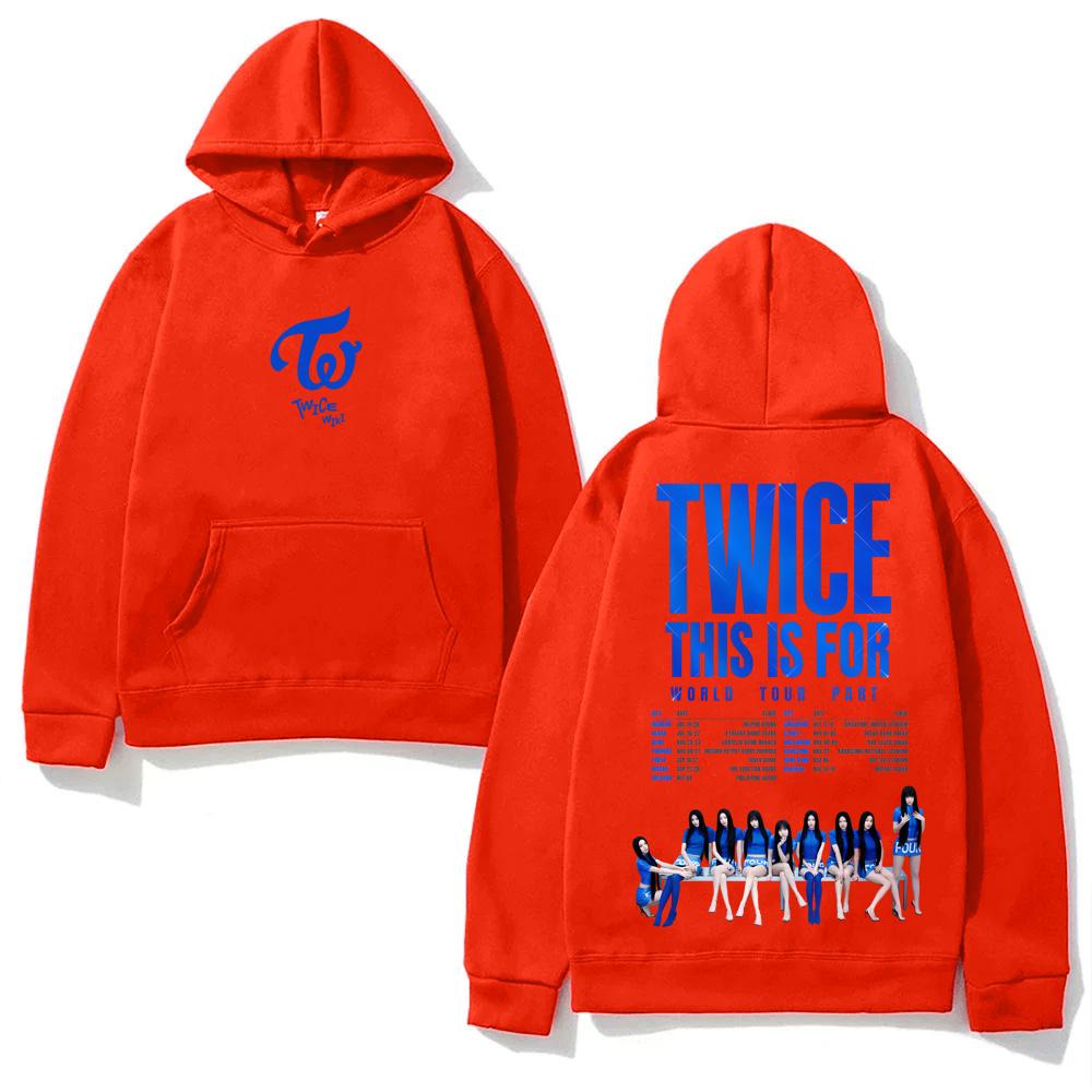 TWICE TOUR2025 Punk Hooded With Pocket Fleece Comfortable Sweatshirt Sleeve Gothic Clothes Moletom Vintage Pullovers Grunge