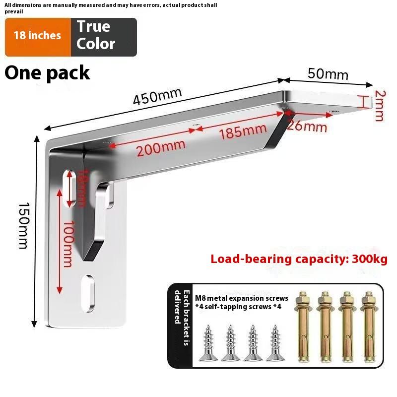 1/2Pcs Black/White/Silver Stainless Steel Corner Code Triangle Bracket Load-Bearing Bracket Wall Fixed Corner Storage Rack