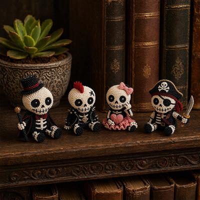 Beaded Skeleton DIY Kit, Tiny 3D Beaded Skeleton Craft Set with Colorful Beads Wire Needle And Instructions, Cute Skeleton Bead Art Kit for Beginners