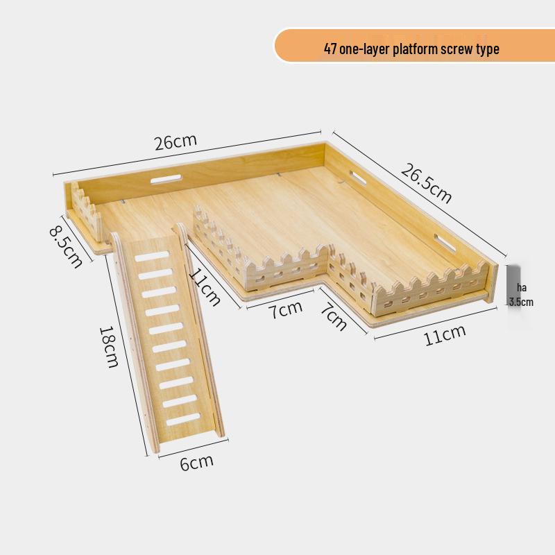 Two-Story Luxury Hamster Villa with Wood Partition, Stairs, and Platform
