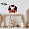 Removable Holiday Room Accents 3D Hole Illusion Christmas Mouse Wall Sticker, Peel And Stick Waterproof PVC Decals Decal for Window Glass, Festive