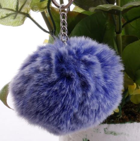8CM Fluffy Rabbit Fur Ball Key Chain Cute Candy Colors Pompom Artificial Rabbit Fur Keychain Women Car Bag Key Ring