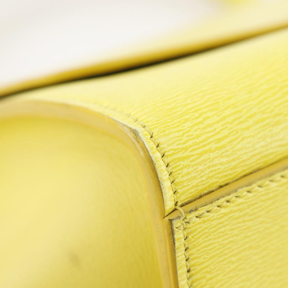 CELINE Trapeze Small Handbag 174683 yellow Calfskin Women Used