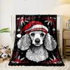 Poodle Santa Hat Christmas Blanket bedroom Blanket for Livingroom Couch lunch break Soft throw for Friend's festival Gift