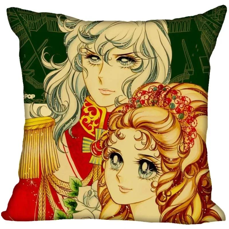 Anime The Rose Of Versailles Pillow Case For Home Decorative Satin Pillows Cover Invisible Zippered Throw Cushions Cover 1007
