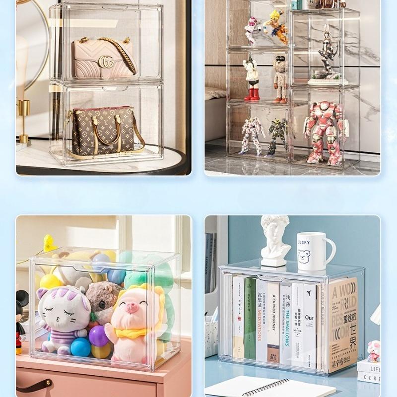 Simple Plastic Transparent Dustproof Book Storage Box for Bookcase Organizer Children's Picture Book Music Album Desktop Storage
