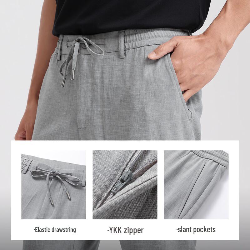 Langdeng Men's Summer Cool & Breathable Straight Fit Casual Pants