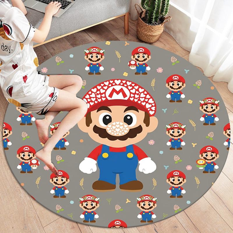 Super Mario Round Area Rug Carpet Rug For Living Room Bedroom Sofa Playroom Decor Nonslip Floor Mat