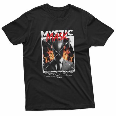 Mystic Mask Burning Suit Streetwear 100% Cotton T-shirt Mens Tees Top