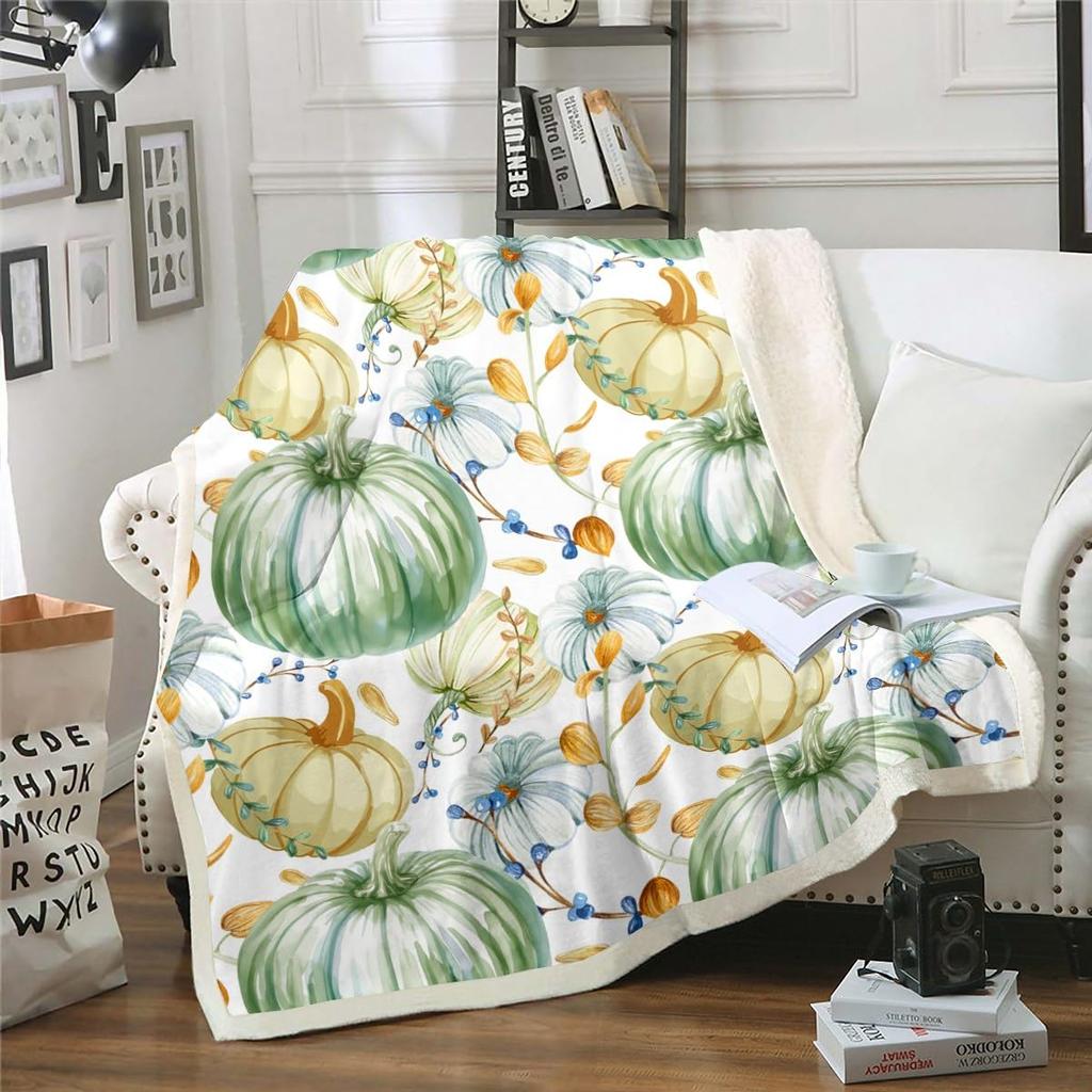 Boys Thanksgiving Gnome Throw Blanket Fall Maple Leaf Flannel Blanket,Pumpkin Farm Harvest Fleece Blanket Rustic Farmhouse Decor