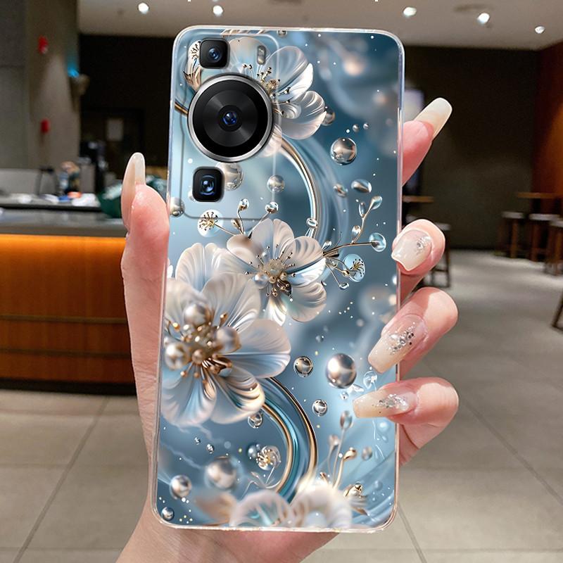 Für Huawei P60 Pro 2023 p60pro Hülle Cover Luxus Mode Schmetterling Blumen Transparent Weiches TPU Fundas Für Huawei P 60 P60 Pro Hülle