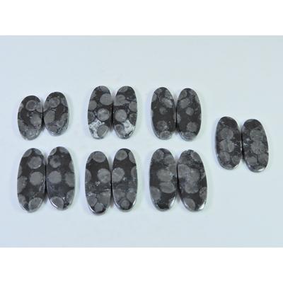 Natural Black Fossil Coral Matched Pair Oval Cabachon Gemstone 07 Pair Lot C-2671