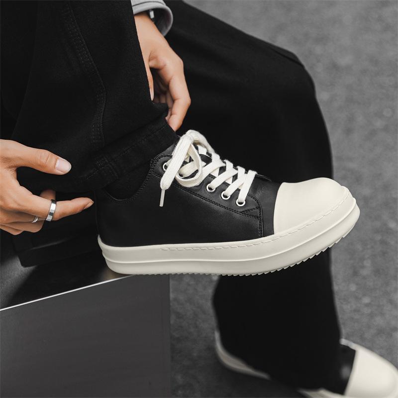 

Низкие кожаные немецкие кроссовки для тренировок студенческая пара мужская обувь обувь для скейтбординга спортивная обувь на платформе повседневная мужская обувь 6862-J 38 чёрный