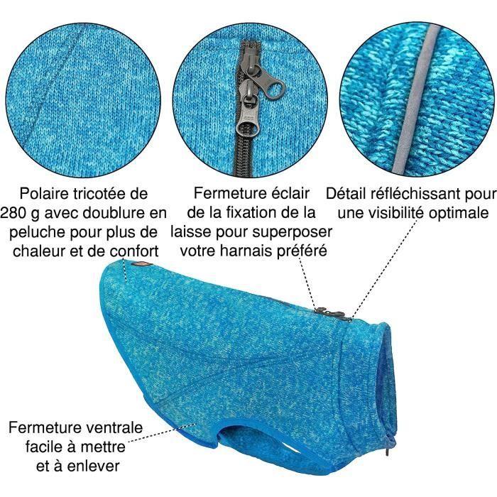 Polaire pour chien - kurgo - k9 core - toute saison - ouverture pour harnais - noir xs