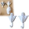 Minimalist White Hook 2Pcs 3D Printed Halloween Ghost Wall Hook, Decorative Hanger for Space Saving Organizer Hats Towels Keys, Creative Storage