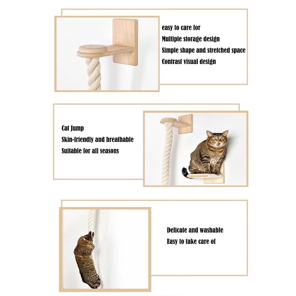 140cm Sisal Rope Cat Climber Tree Wall Mounted Scratching Post Interactive Play Toys Jungle Gym for Indoor Cats Pet Furniture