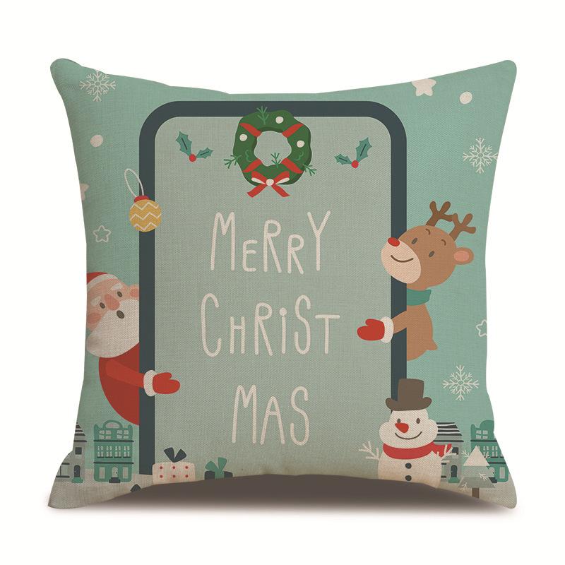 Christmas Pattern Single Sided Linen Pillow Case Living Room Pillow Case Bed Pillow Case Bedroom Pillow Case