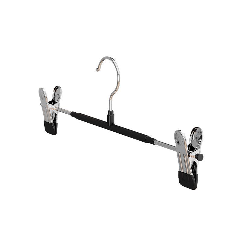 Stainless Steel Non-Slip Clothes Hanger with Plastic-Dipped Pants and Skirt Clips - Traceless Storage Solution