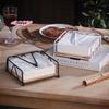 M-Flat Napkin Holder Metal Iron Serviette Holder Napkin Stand With Wooden Base For Home Kitchen Countertop Decor