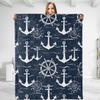 Nautical Anchor Blanket Gift for Boaters Sailors Birthday Christmas Sea Ocean Theme Throw Blanket for Couch Bed Sofa Chair Dorm
