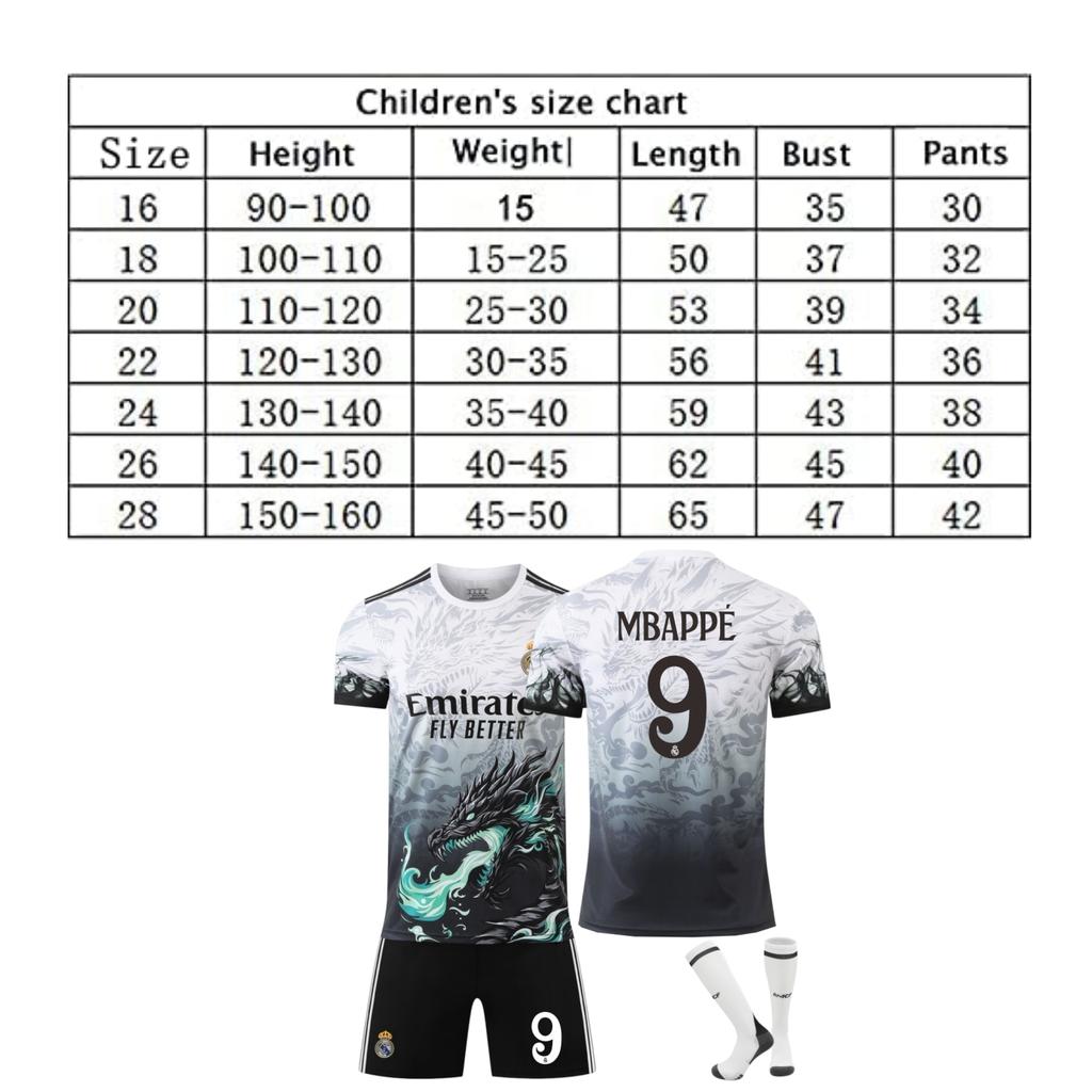 Real Madrid Mbappe Gedenkausgabe Kinder Fußballtrikot Set Mehrfarbig Sportbekleidung