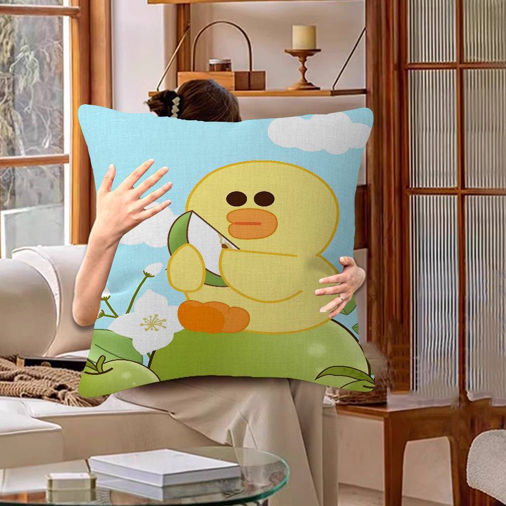 Cute Cartoon Art Duck Pillow Gift Home Office Decoration Bedroom Sofa Car Cushion Cover case 45x45