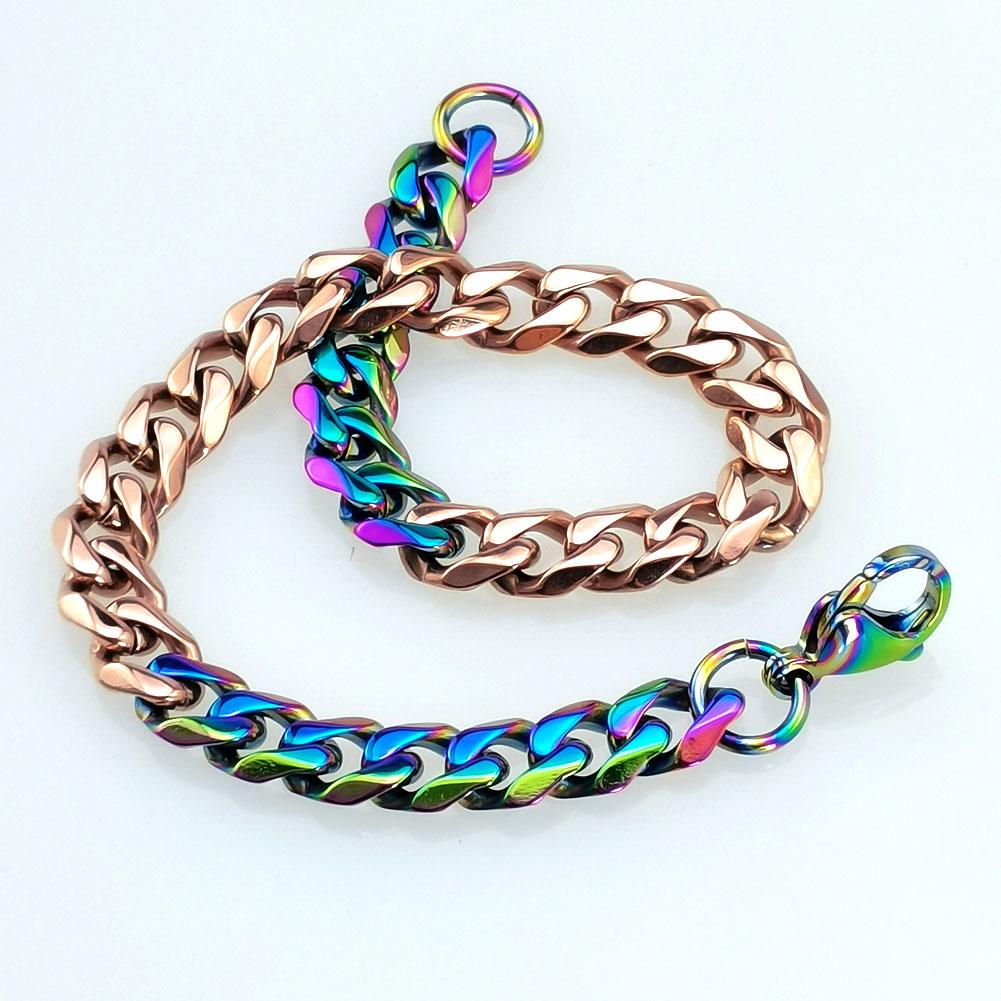 New 316L stainless steel iridescence and rose dual Hip hop bracelet anklet