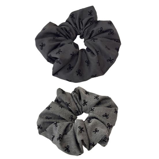 2Pcs Hair Tie High Elasticity Embroidered Bow Pattern Hair Rope Strong Ponytail Holder Buns Ponytails Hair Accessories