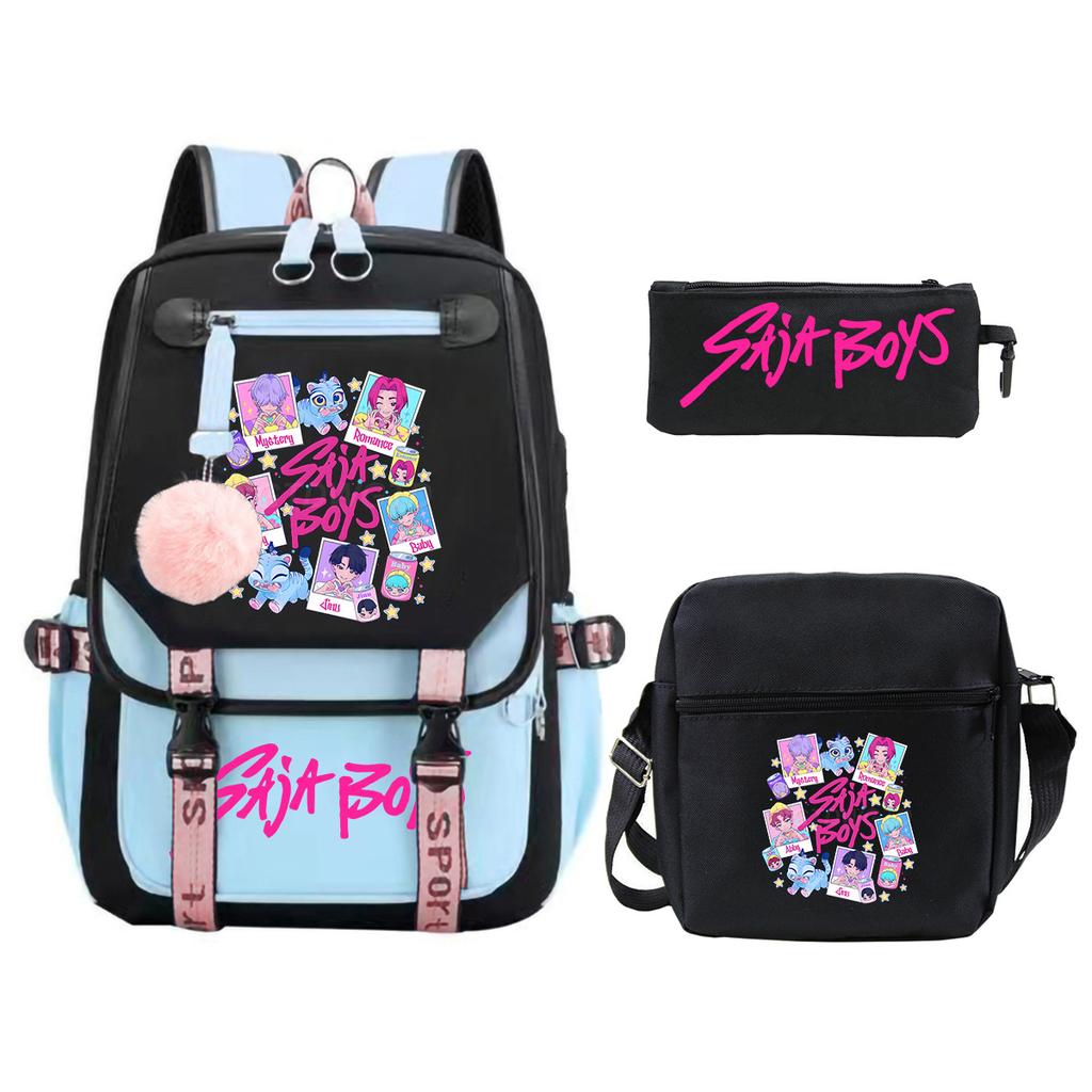 Animation Cartoon Peripheral Primary And Secondary School Students Schoolbag Multi-Functional Large-Capacity Leisure Backpack Three-Piece Set