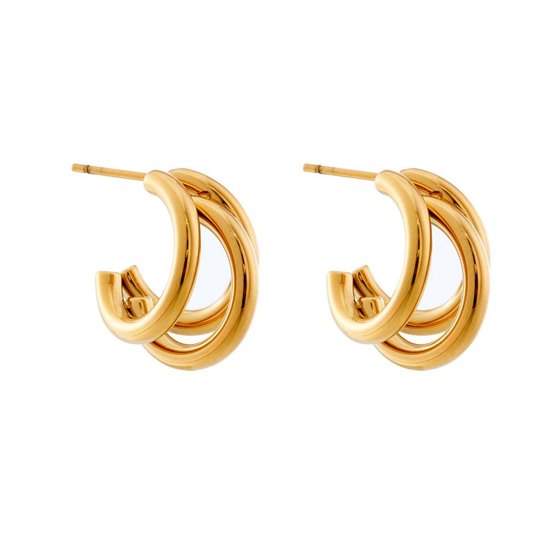 DIEYURO 316L Stainless Steel Exaggerated Multilayer Stud Earrings For Women Fashion C Type Female Earrings Simple Girl Jewelry