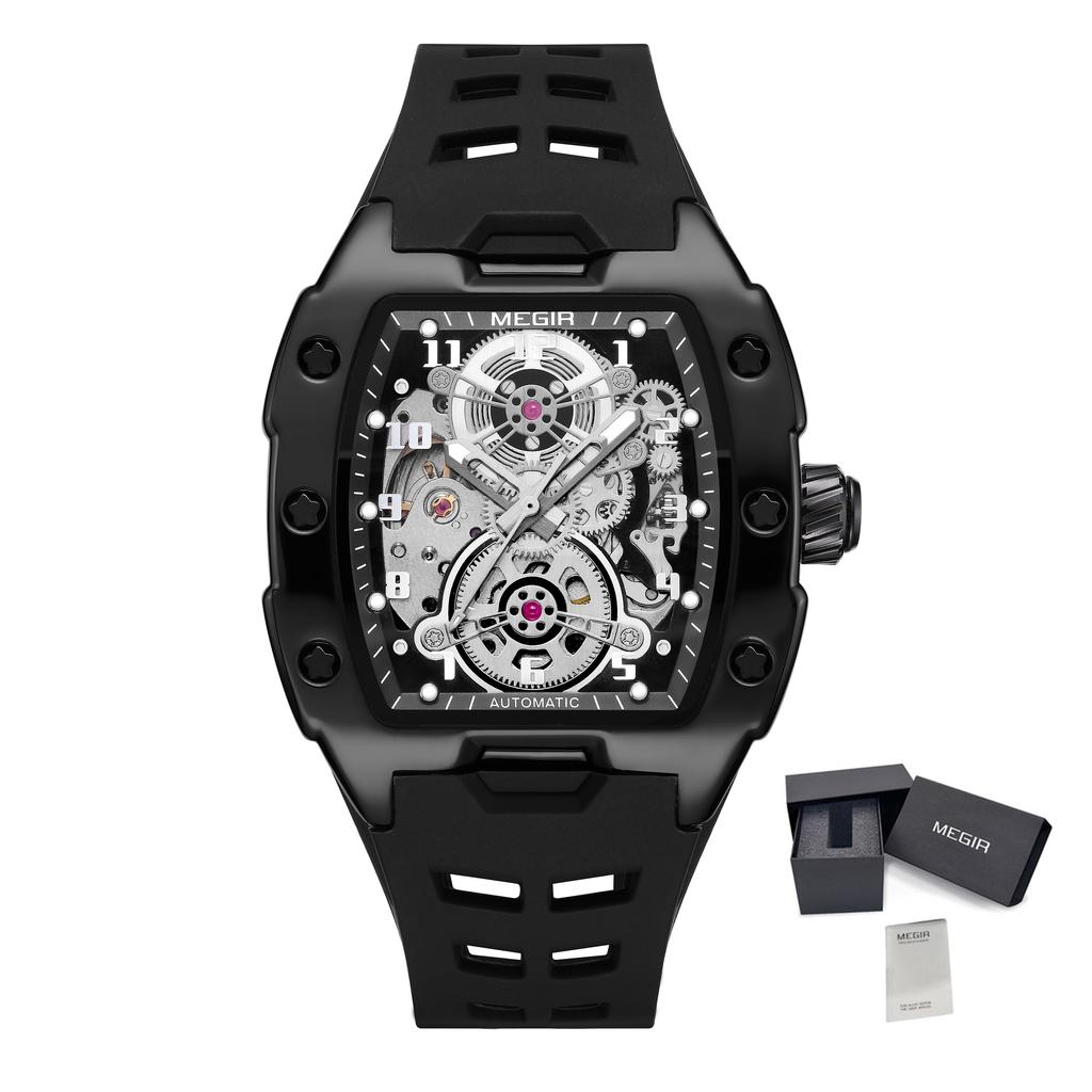 MEGIR Marke Mode Mechanische Uhr für Herren Sport Hohl Ausgeschnitten Automatische Armbanduhr Leuchtend Wasserdicht Uhr Reloj Hombre 8602