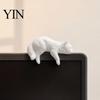 Cat Shelf Decoration Cute Figurine Computer Monitor Decor, 3D Printed Screen TV Topper, Small Kitten Car Dashboard Ornament for Rearview Mirror,