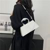 New Summer Fashion Texture Solid Color Summer Simple Crossbody Bag Metal Trendy Handheld Square Bag
