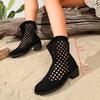 Spring and Autumn New Large Size Hollow Breathable Martin Boots Short Low Heel Sleeve Martin Boots Spot Women's Boots