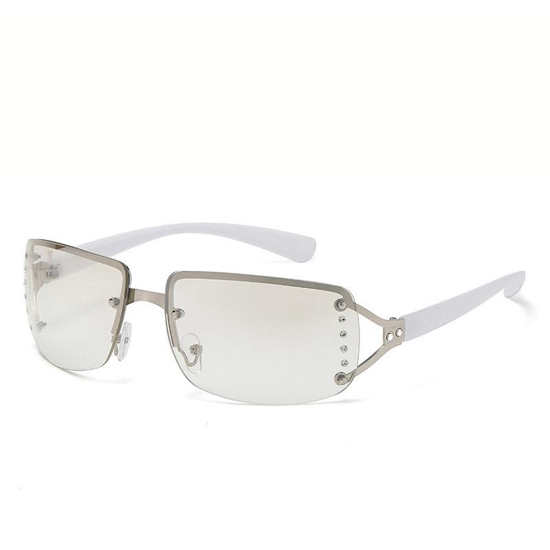 

Неполяризованные безрамные ретро-панк-солнцезащитные очки НОВЫЕ женские цельные декоративные солнцезащитные очки с бриллиантами унисекс-оправы модные очки Y2k