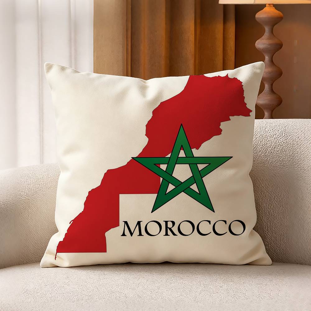 Morocco FFlag Cotton Linen Square Pillow Covers Home Decor Gifts