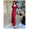 Solid color evening dress skirt women's high-end toasting clothes light luxury sequins niche banquet host fishtail dress