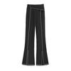 Korean Fashion Women Black Flare Pants Spring Autumn New Slim High Waist Streetwear Casual Split All-match Y2K Diamond Trousers