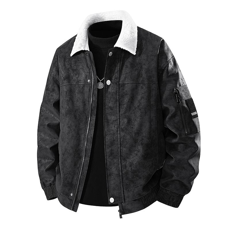 

Куртка из овчины, Мужское цельное кожаное хлопковое пальто с мехом, Куртка из овчины, Рабочая куртка, Мужское пальто L чёрный