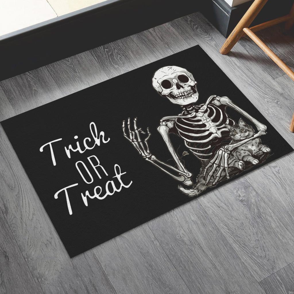 Halloween Floor Mats Skull Diatomaceous Earth Carpet Home Bathroom Floor Mats Undead Style Non-Slip Mats